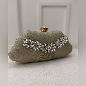 Glamorous Champagne Gold Embellished Clutch